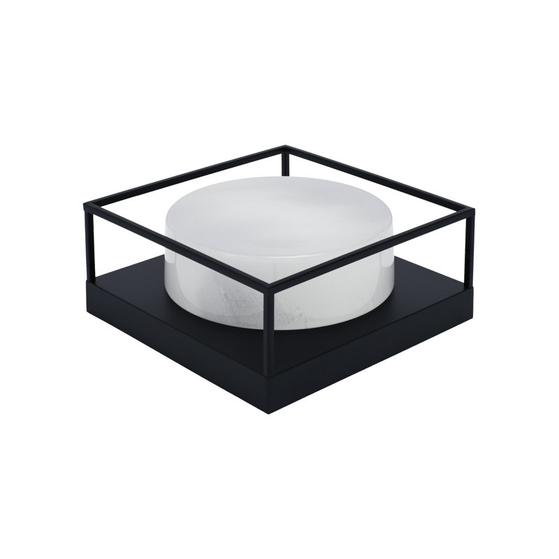 Plafonnier encastré avec verre, Blanc, Noir mat, H 5 po x l 12 po x P 12 po
