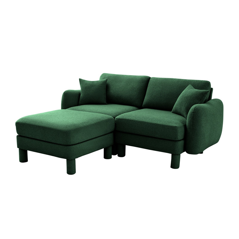 Canapé modulaire avec repose-pieds Emerald Green Boucle, Vert