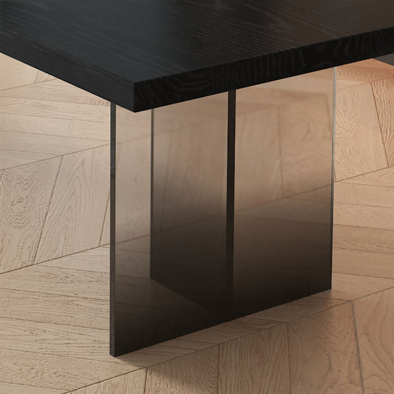 Bureau en bois massif noir: pieds en acrylique, H 29,5 po x l 63 po x P 27,6 po