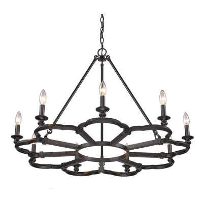 Westminster 9 - Light Dimmable Wagon Wheel Chandelier