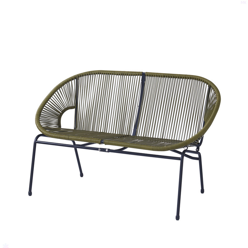 Causeuse d'extérieur en osier pour patio, Vert / noir