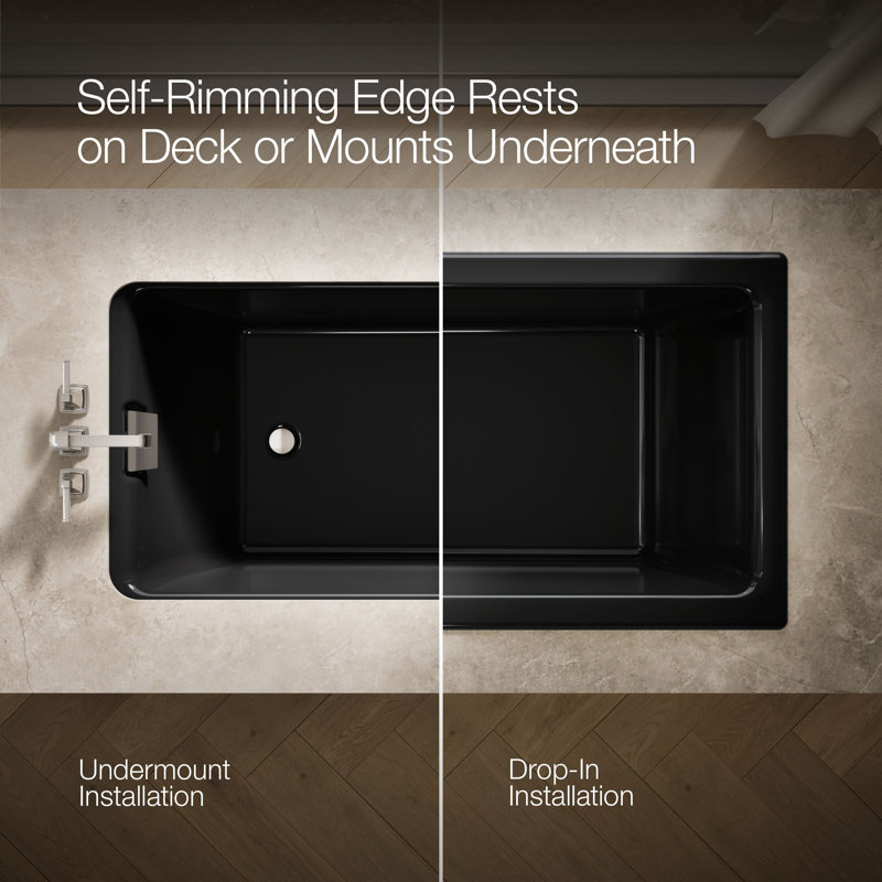 Tea-for-Two® 66" x 36" Dop-In or undermount, Black Black™