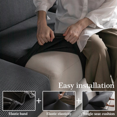  Housse de coussin de siège haute extensible, housse de protection de canapé pour causeuse, fauteuil, canapé, modulaire (ensemble de 3)