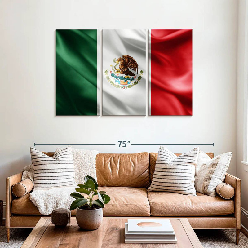 Borges Silk Mexican Flag, 36" H x 57" W