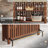62.99 Inch Red Brown & Gray Cement Home Bar Unit for Living Room Entertainment