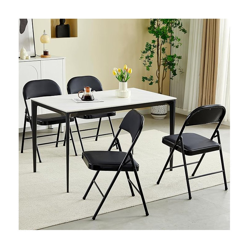 Crume Folding Chair (set of 4), Black