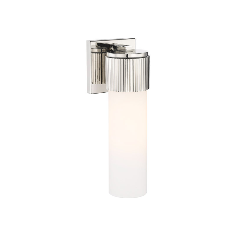 Wallchiere, 15" H x 5.1" W x 4" D, Matte White, Polished Nickel