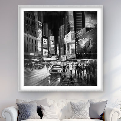 Times Square Monochrome - Framed Matted Print Decor