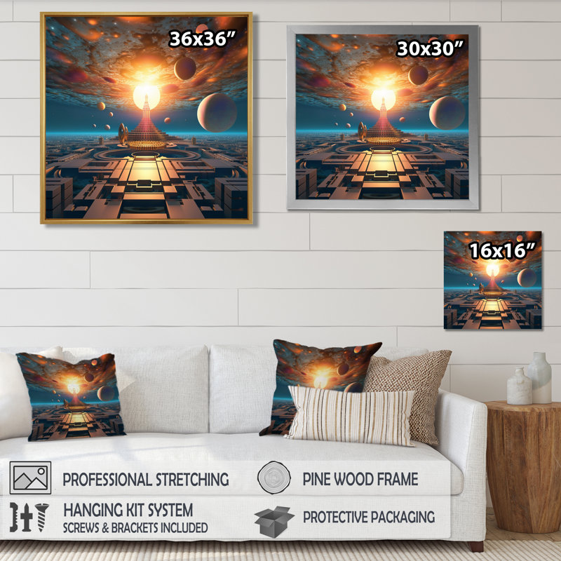 Reproduction d'art mural «City fantaisie», Toile tendue, H 16 po x l 16 po x P 1 po