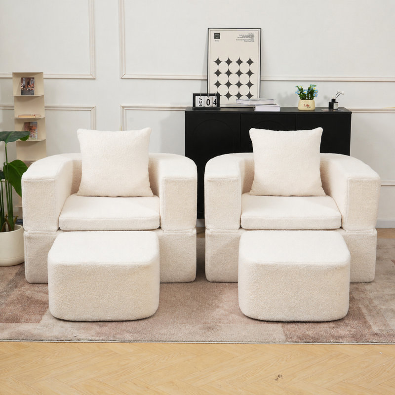 Fauteuil-lit moderne à compression 2 en 1 avec repose-pieds assorti, canapé-lit pliant convertible, aucun assemblage requis