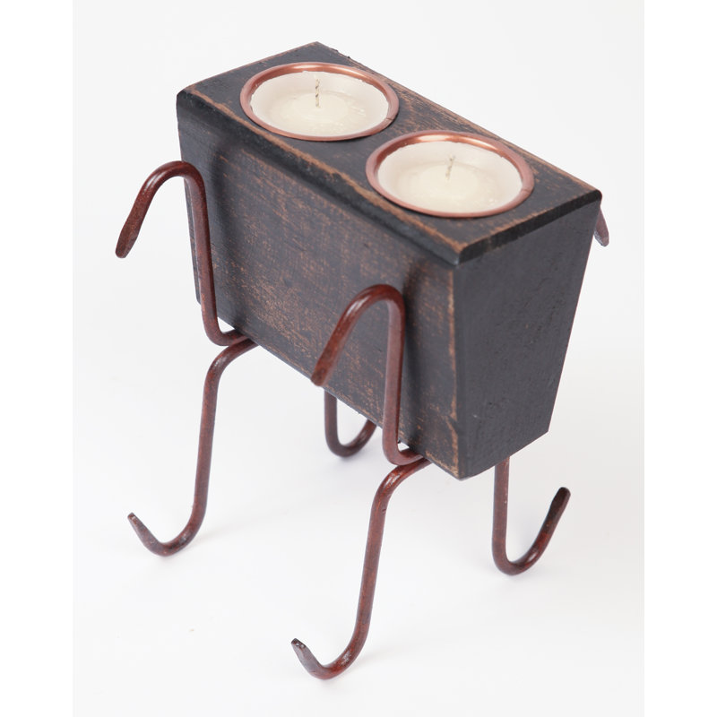 Candélabre en bois, Noir