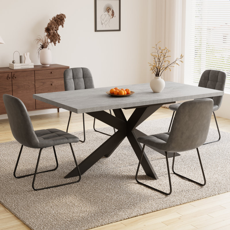 Ensemble de salle à manger Derose, table de salle à manger extensible avec chaises, 5 pièces: table, 4 chaises, Gris