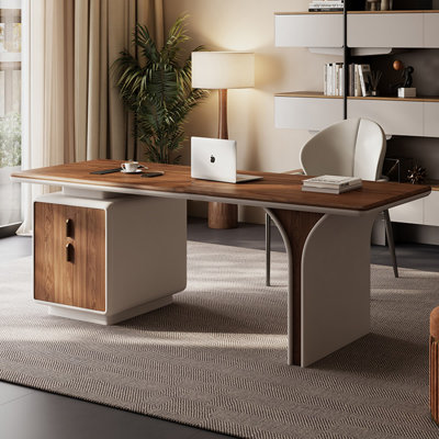 Bureau rectangulaire en bois manufacturé brun noisette