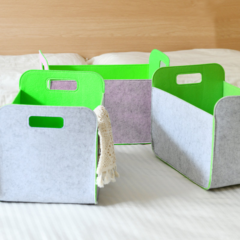 Ensemble de 3 paniers de rangement en feutre de 38 x 25 x 25 cm, boîte pliable et pratique, Vert