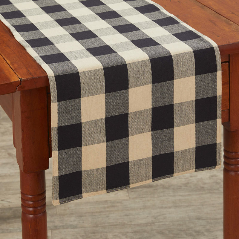 Chemin de table rectangulaire à carreaux Amair, 36 po x 13 po, Noir mat