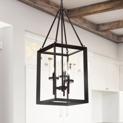 Luminaire suspendu rectangulaire 3 lumières lanternes Powell