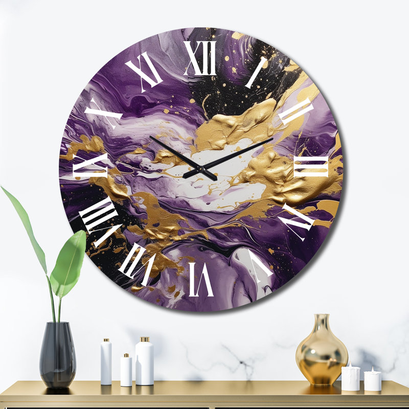 Horloge murale mauve et mauve, Très grand