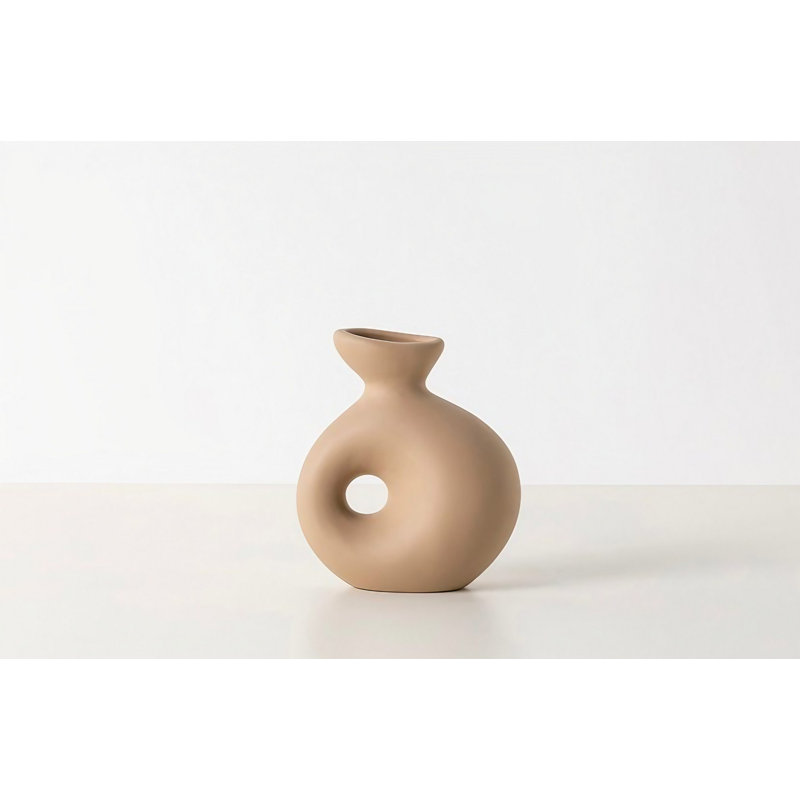 Corrinn Ceramic Table Vase, Cream, 16cm H x 7cm W x 16cm D