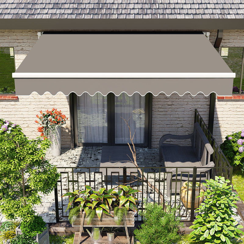 Dakota Fields Fabric Cover Retractable Patio Awning, Grey, 250cm W x 200cm D