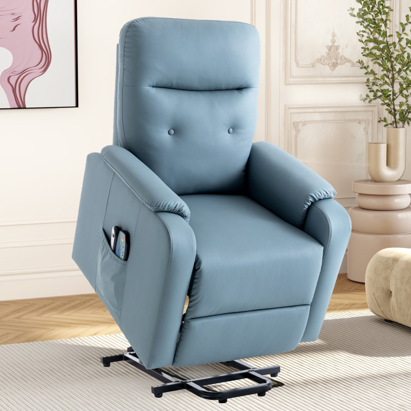 Fauteuil inclinable électrique à massage avec poche latérale, Bleu