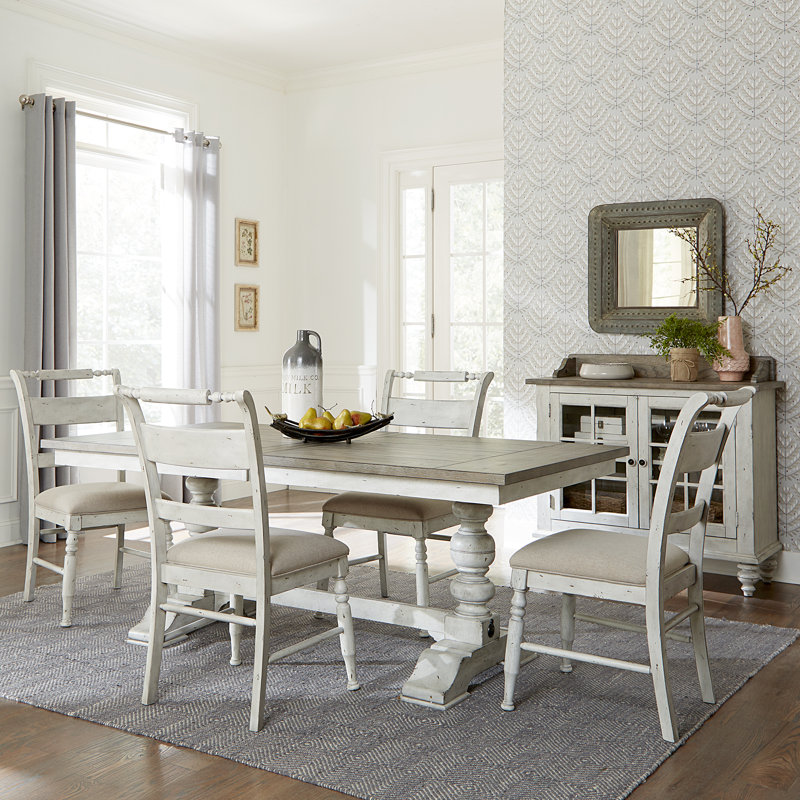 Bale 4 Person Trestle Dining Table Set, 5 Pieces: Table, 4 Chairs