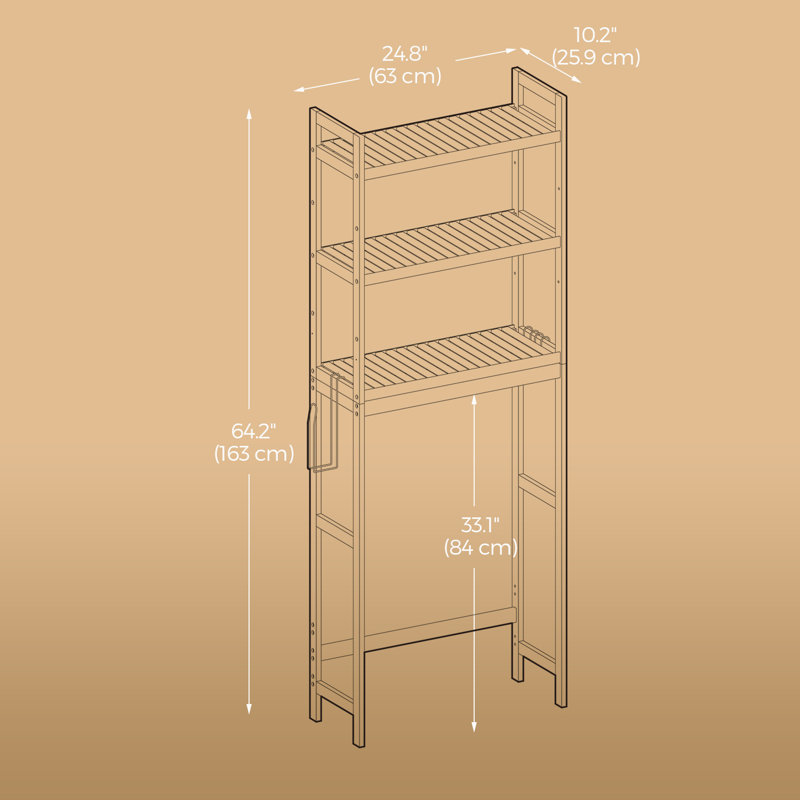 3-Tier Over The Toilet Storage with Adjustable Shelf, Cloud White/Natural Beige