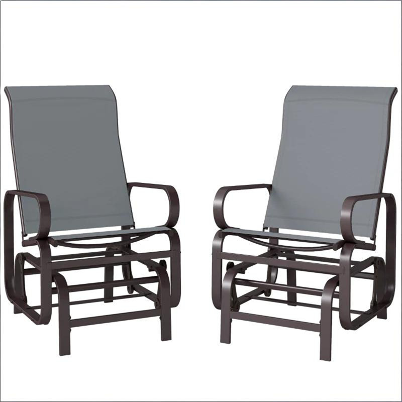 Ensemble de 2 chaises berçantes d'extérieur, Gris