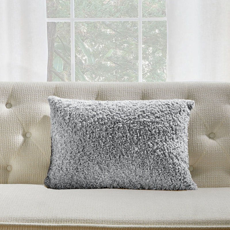 FRENCH BOUCLE Throw Pillow, Light Gray, Feather
