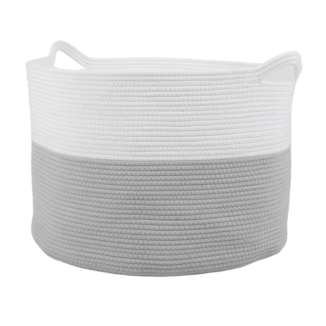 Extra-Large Basket - Cotton Rope Basket with Handles for Laundry, Blanket, Pillow, and Toy Storage - Baskets for Organizing by Home-Complete Highland Dunes