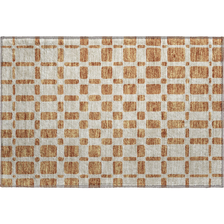 Premium Machine Washable Prisco Terracotta Rug