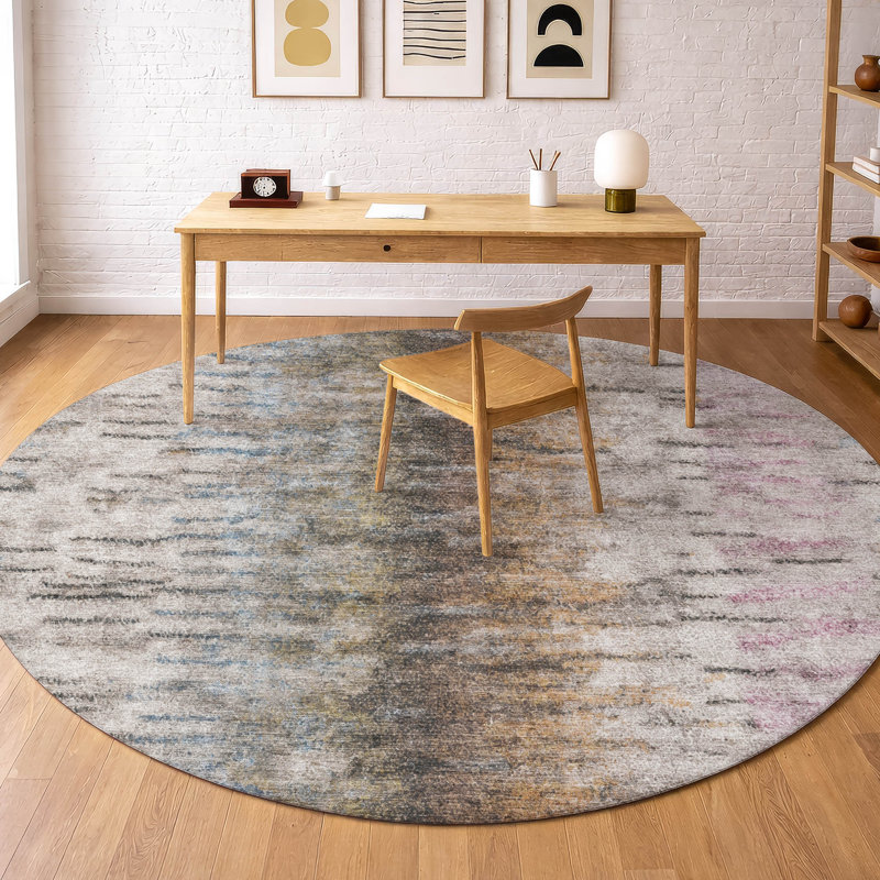 Premium Machine Washable Mayfield AMF2319 Casual Rug, 8' Round, Brown
