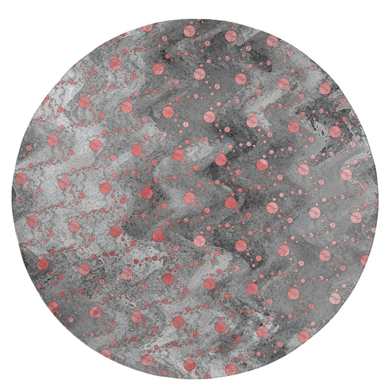Tapis noir de planètes et d’étoiles monochrome, Rond 5 pi