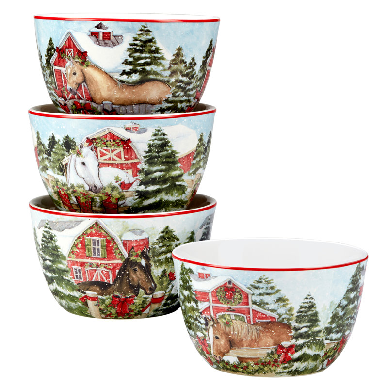 Homestead Christmas Ceramic 16-Piece Holiday Dinnerware Set