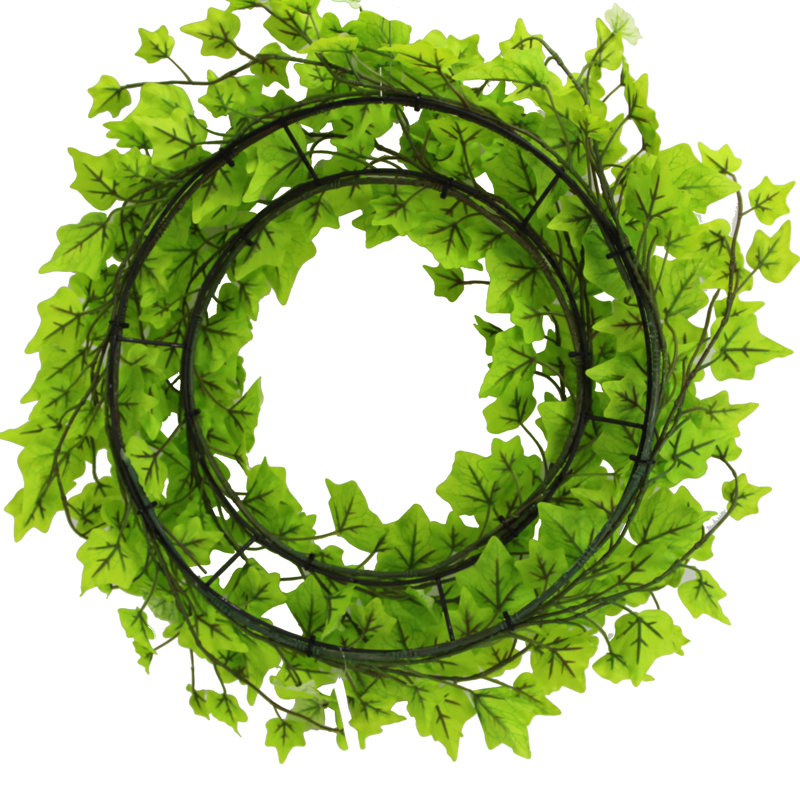 Couronne de lierre artificielle en polyester 19 po, Vert clair