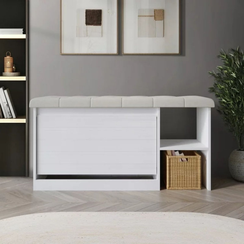 12 Pair Shoe Storage Bench, White