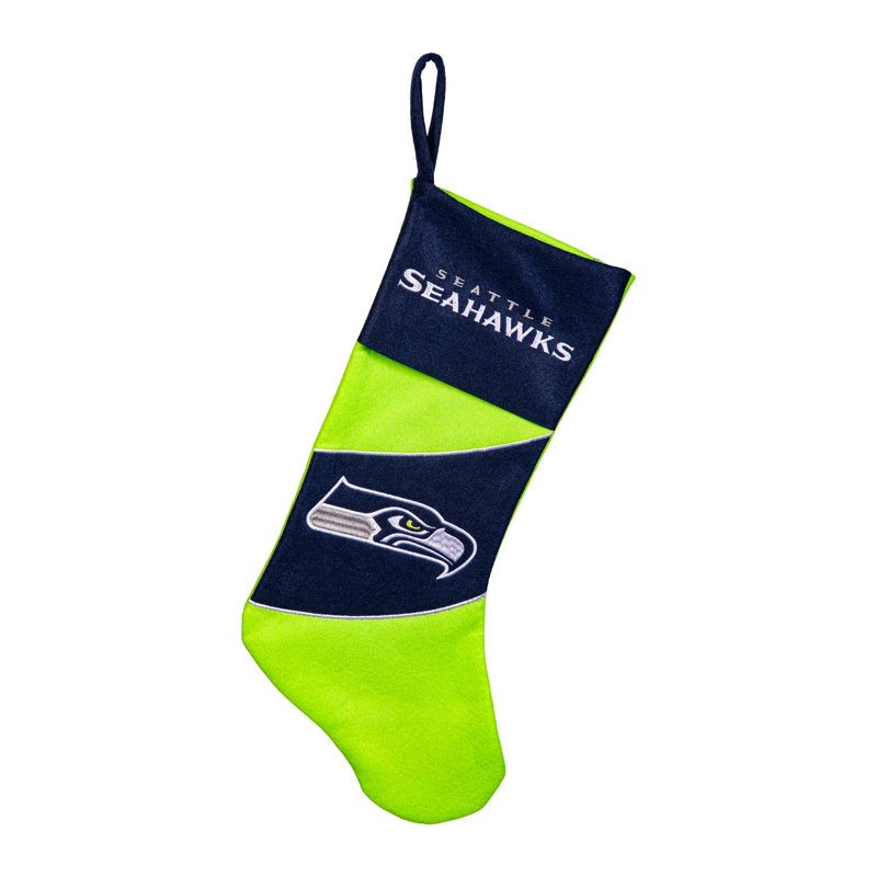 Chaussette de Noël en feutre sous licence officielle de la NFL, 48 cm, Seattle Seahawks