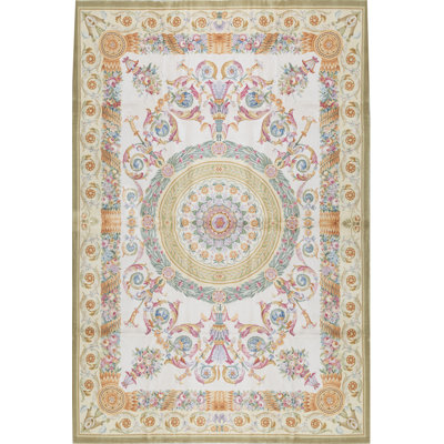 Tapis blanc et beige noué à la main de haute qualité