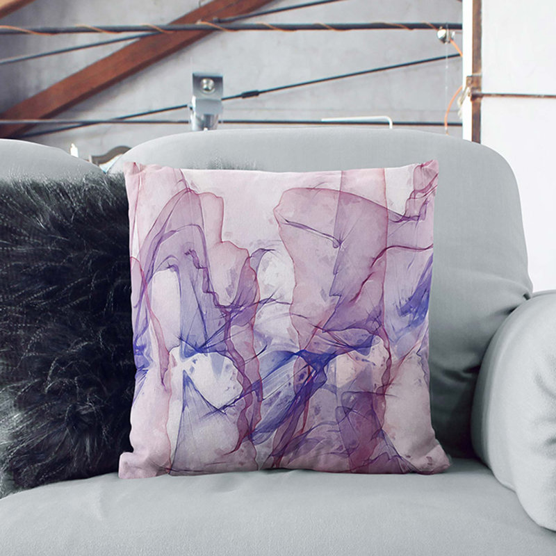 Abstract Square Throw Cushion, 40cm H x 40cm W x 15cm D, Black