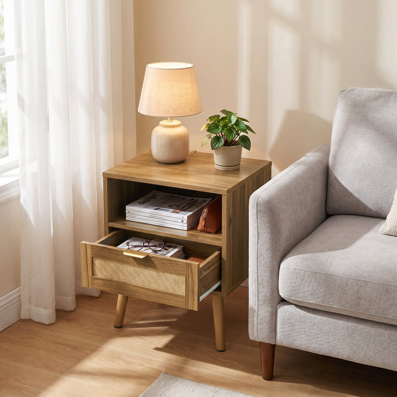 45 cm W Bedside Table, Walnut
