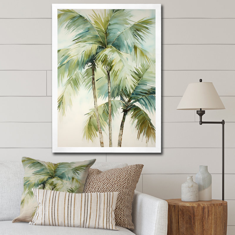 «Dreyfuss Green Minimalims Palm Trees I», reproduction d'art sur toile, palmiers, H 20 po x l 12 po x P 1 po