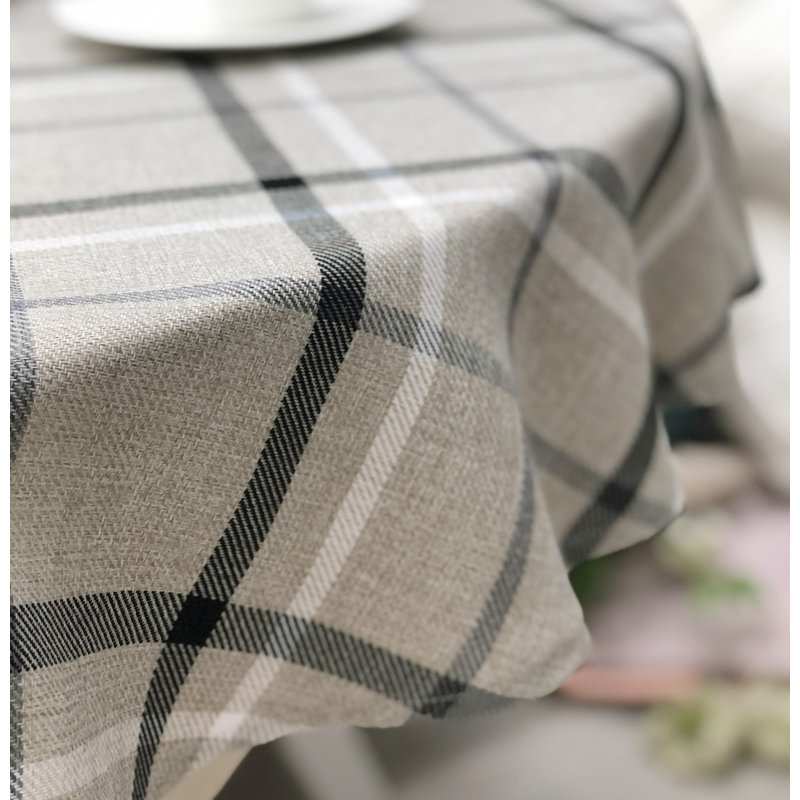 Abydos Polyester CHECKED Round Table Cloth, Grey