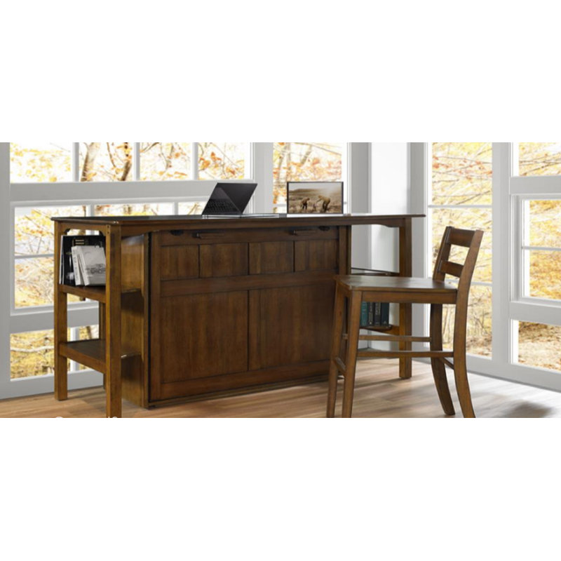 Lit de bureau simple Socorro avec matelas et prises de courant, Noyer noir