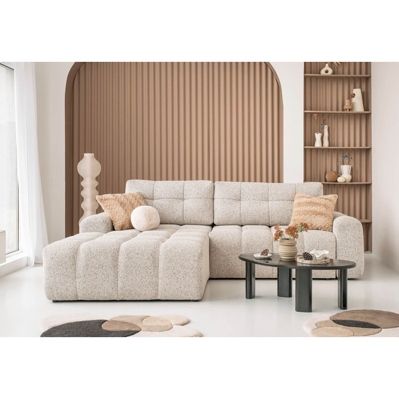 Sofa Bed, Left -sided, Light gray, 94cm H x 268cm W x 184cm D