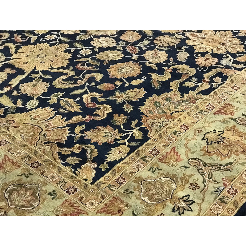 Mughal Wool Oriental Area Rug in Beige/Black