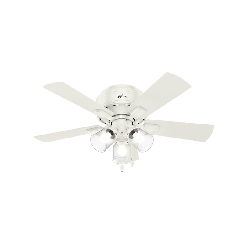 42" Crestfield 5 - Blade Indoor Modern Farmhouse Small Room Ceiling Fan with Lights and Pull Chains, Fresh White