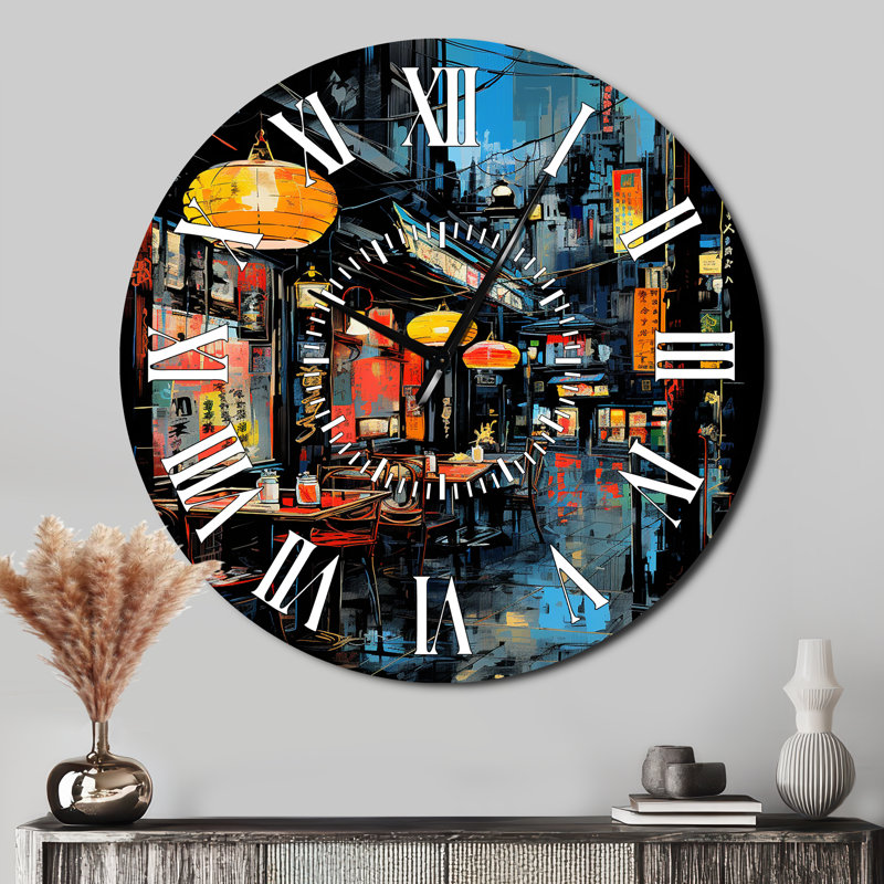 Horloge murale Japon I Street Art Alleyway I, Surdimensionné