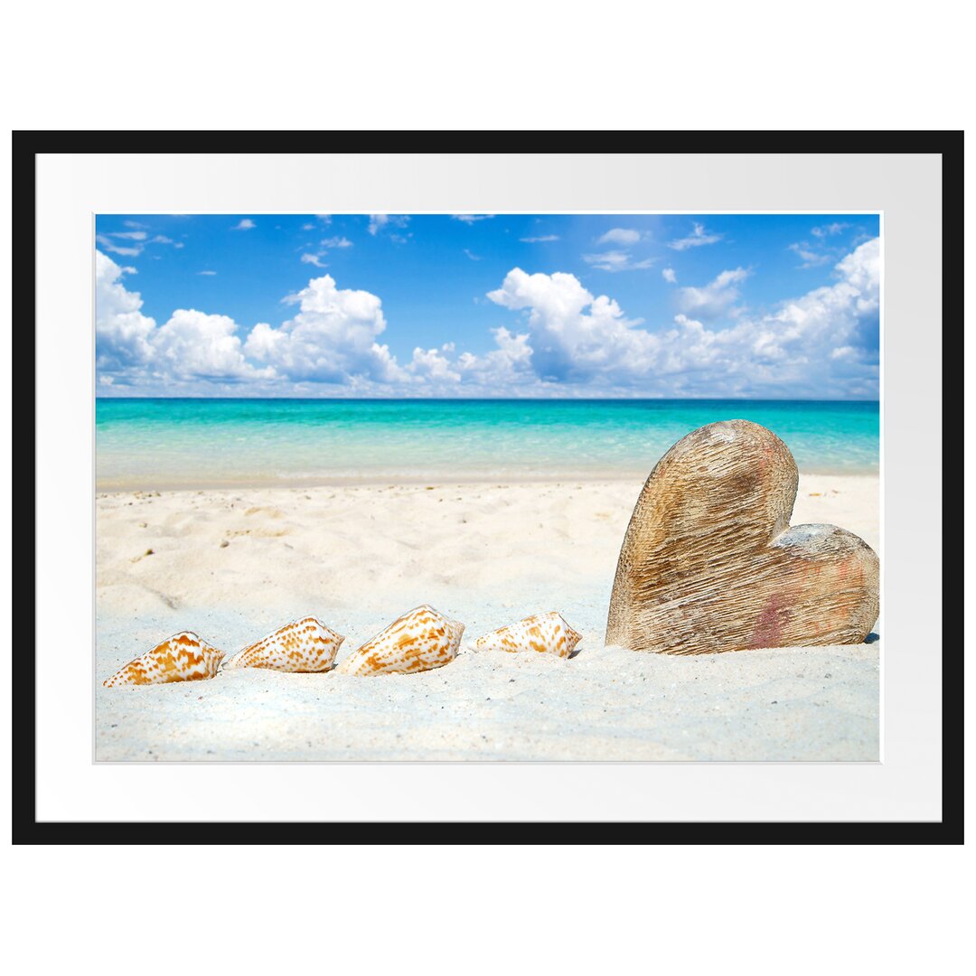 Gerahmtes Poster Sandstrand mit Muscheln