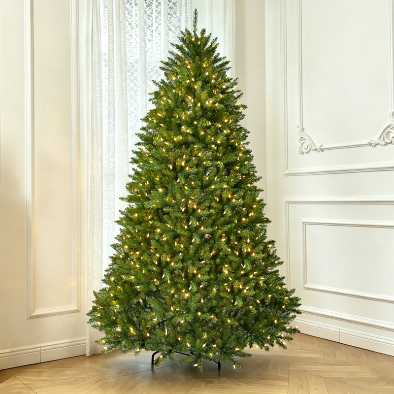  Arbre de Noël pré-éclairé, arbre de Noël artificiel vert luxuriant, 6' H