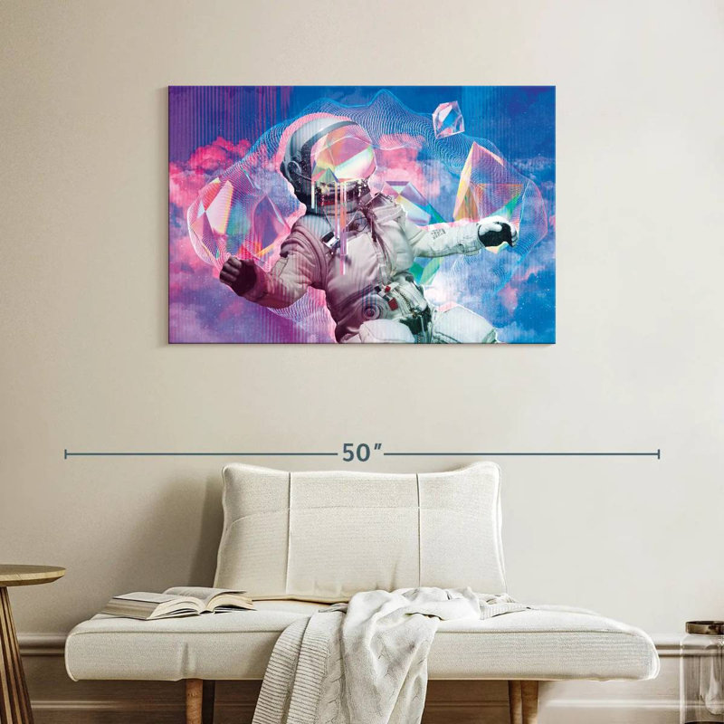 Astronaute rétro flottant, H 26 po x l 39 po