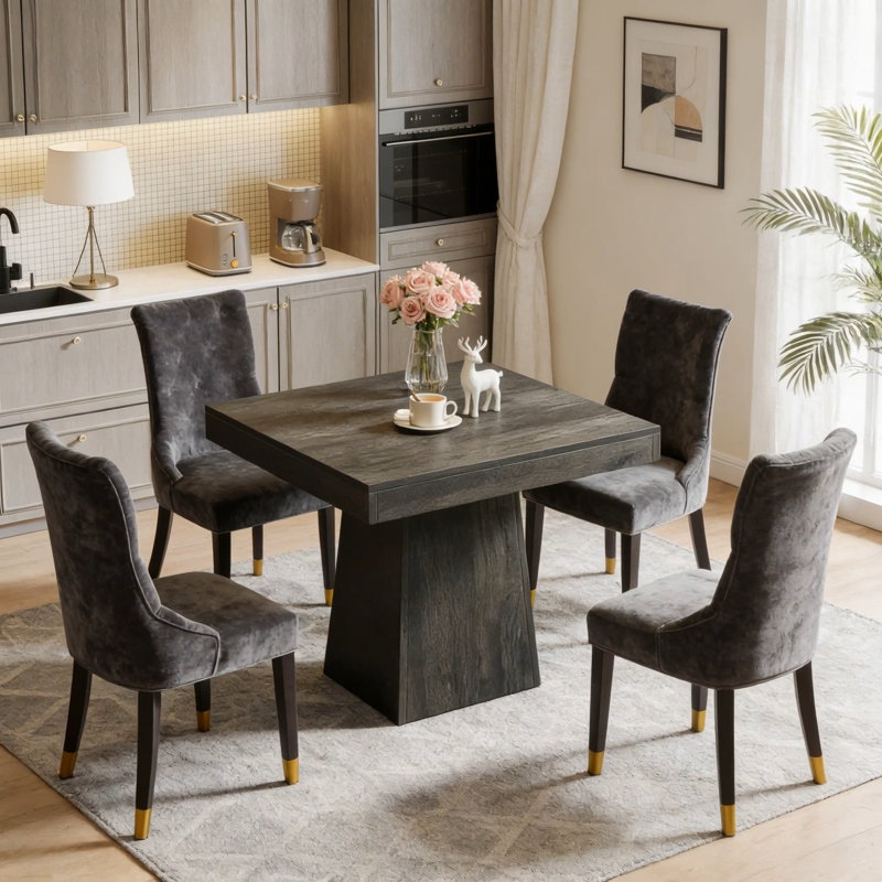 31.5" Dining Table, Square Farmhouse Kitchen Table Dinner Table